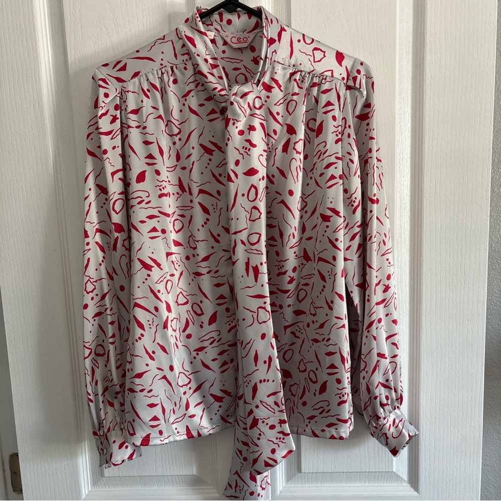 Vintage CEO Red and White Patterned Button Down Shirt